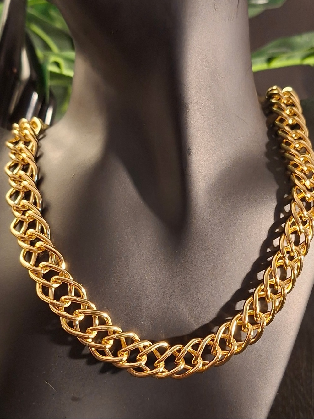 22” Gold-Filled Double-Link Cuban Style Statement Necklace Women's Jewelry